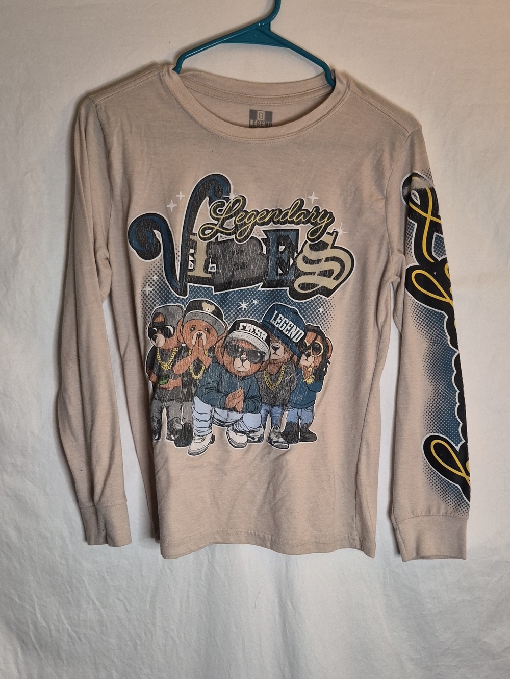 Legendary Crew Bear Graphic Long-Sleeve Tee - Beige
